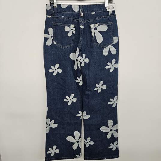 Floral Print High Waist Straight Leg Jeans image number 2