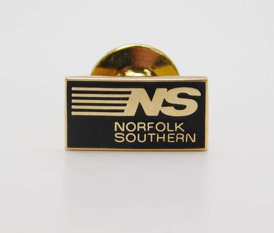 10K Gold Norfolk Southern Black Enamel Rectangle Service Pin 1.7g image number 3