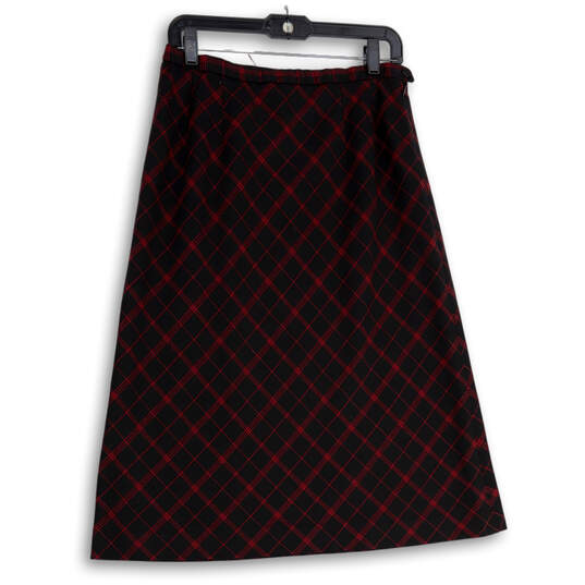 Womens Black Red Plaid Side Zip Knee Length A-Line Skirt Size 10 image number 1