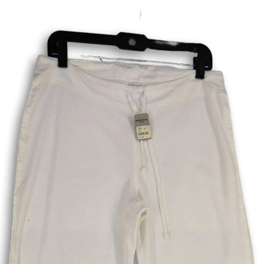 NWT Womens White Flat Front Drawstring Straight Leg Pajama Pants Size S/M image number 3