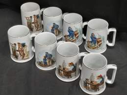 Vintage Set of 8 Assorted Norman Rockwell Museum Coffee Mugs