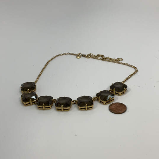 Designer J. Crew Gold-Tone Chain Black Stone Statement Necklace With Bag image number 3