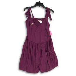 NWT Kate Spade Womens Purple Sleeveless V-Neck One Piece Romper Size Large