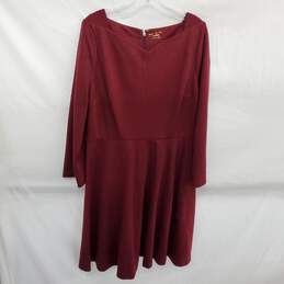 Kate Spade New York Women's Burgundy 3/4 Sleeve Sparkle Ponte Dress Size 16