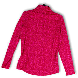 NWT Womens Pink Spotted 1/4 Zip Mock Neck Activewear T-Shirt Size Medium alternative image