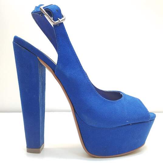 Steve Madden Gazette Blue Slingback Platform Heels Women's Size 6 image number 1