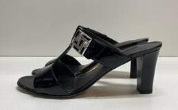 Brighton Rouge Black Patent Leather Slip-On Heeled Sandals Women's Size 8.5M