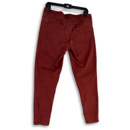 Womens Red Regular Fit Dark Wash Pockets Stretch Skinny Leg Jeans Size 8 alternative image