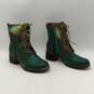 L'Artiste Womens Green Brown Plaid Side Zip High Heel Ankle Boots Size 41 image number 2