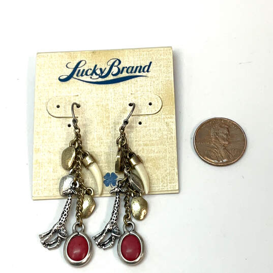 Designer Lucky Brand Two-Tone Giraffe Tusk Fish Hook Dangle Earrings image number 4