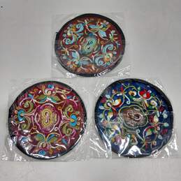 3 Pairs of Assorted Embroidered Floral Coasters alternative image