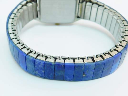 Gemtime Quartz Silvertone Lapis Lazuli Paneled Unique Watch 34.3g image number 6