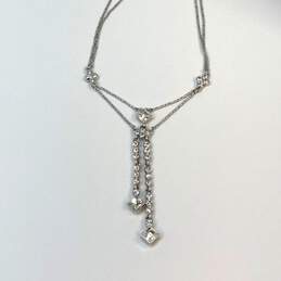 Designer Givenchy Silver Tone Rhinestone Barrel Chain Y-Drop Necklace alternative image