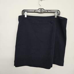 Navy Blue Wrap Skirt With Button