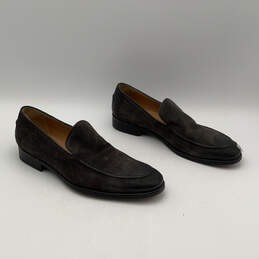 Mens 24-0719 Brown Suede Round Toe Stitched Slip-On Loafer Shoes Size 11 alternative image