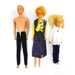 Vntg Mattel 1960s Bubblecut Barbie Ken & Skipper Dolls W/ Case & Clothes alternative image