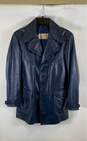 Vintage Philippe Monet Mens Blue Pockets Long Sleeve Leather Jacket Size 36 image number 1