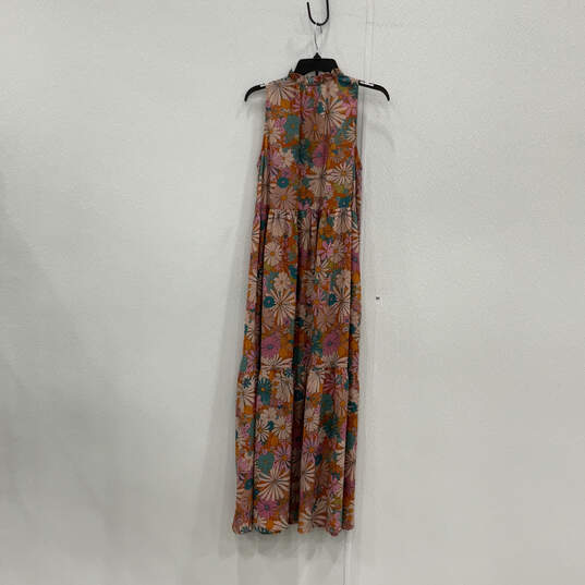 NWT Womens Multicolor Floral Print Split Neck Sleeveless Maxi Dress Size S image number 2