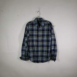 Mens Plaid Camden Fit Collared Long Sleeve Luxe Flannel Button-Up Shirt Size Medium
