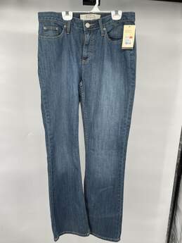 Womens Blue Cotton Blend Pockets Mid Rise Bootcut Jeans Sz 10M T-0488819-I