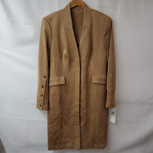Calvin Klein Brown Front Button Midi Coat Women's 14 NWT image number 1