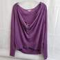 EILEEN FISHER Woman Cardigan S Organic Cotton Knit Cowl Neck Button Front Purple Size 1X image number 1