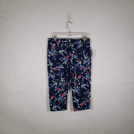 Womens Floral Regular Fit Flat Front Slash Pockets Capri Pants Size 10 image number 3