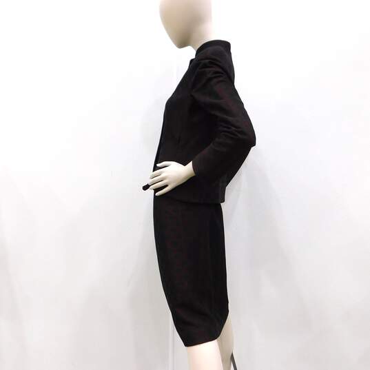 Badgley & Mischka Burgundy Silk Skirt Suit Set image number 5