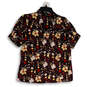 Womens Multicolor Floral Short Sleeve Button Front Blouse Top Size XL image number 1