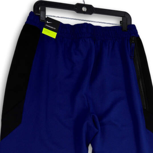NWT Mens Blue Black Dri-Fit Drawstring Basketball Jogger Pants Size XL image number 4
