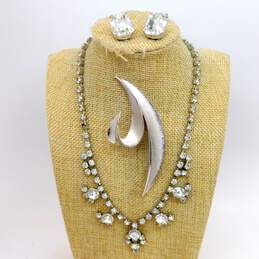 Vintage Weiss Trifari & Silver Tone Rhinestone Jewelry 53.9g