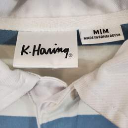 K Haring Men Blue/White Striped Shirt Sz M alternative image