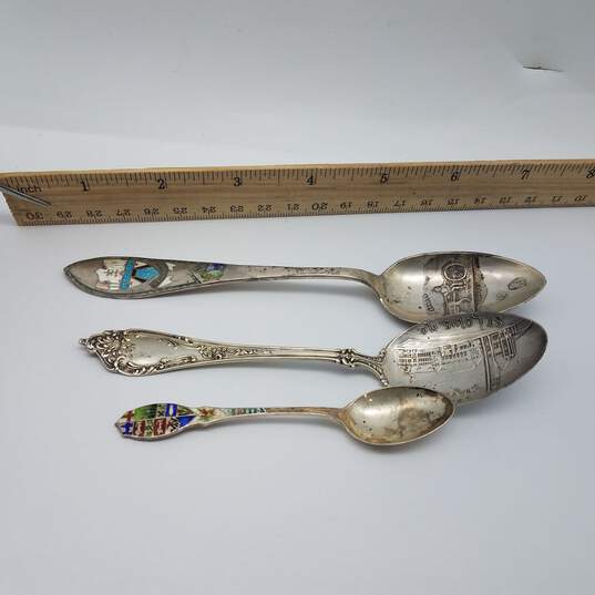 Sterling Silver Enamel Bermuda St Louis Spoons Bundle 3pcs Canada Souvenir 49.7g image number 6