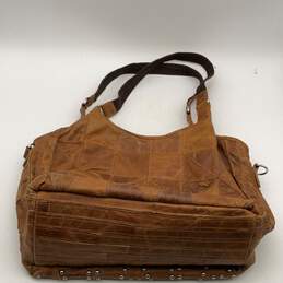 Ameri Womens Spirit Tan Leather Studded Double Handle Zipper Tote Bag Purse alternative image
