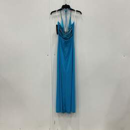 NWT Womens Blue Sleeveless Scoop Neck Front  Slit Evening Maxi Dress Size XS alternative image