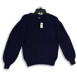 NWT Gap Womens Navy Blue Knitted Crew Neck Long Sleeve Pullover Sweater Size S