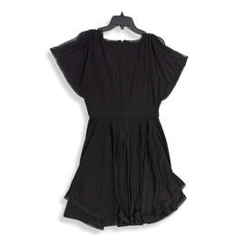 Womens Black Round Neck Short Sleeve Back Zip Fit & Flare Dress Size Small alternative image
