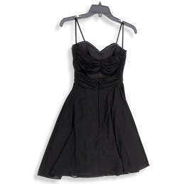 Womens Black Beaded Spaghetti Strap Knee Length Fit & Flare Dress Size 1 alternative image