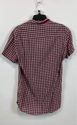 Armani Exchange Mens Red Cotton Plaid Slim Fit Short Sleeve Button Up Shirt Sz M alternative image