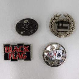 Assorted Belt Buckles Black Flag Punk Rock Skull & Crossbones Playing Cards Aces