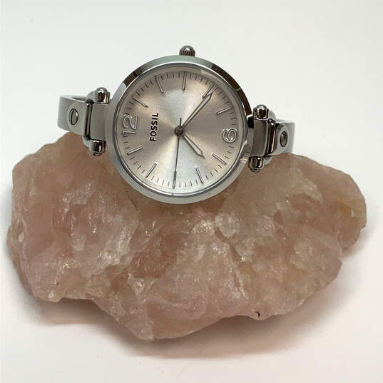 Designer Fossil Georgia ES-3083 Silver-Tone Round Dial Analog Wristwatch image number 1
