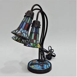 3 Light Tulip Shade Stained Glass Tiffany Style Table Lamp