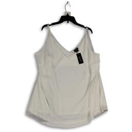 NWT Womens White Pleated Front V-Neck Pullover Tank Top Size XXL