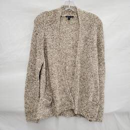 Eileen Fisher WM's Cotton Nylon Blend Open Cardigan Brown Knit Sweater Size M