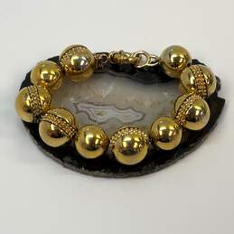 Designer J. Crew Gold-Tone Spring Ring Clasp Balls Strung Beaded Bracelet