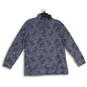 Womens Blue Floral Long Sleeve Mock Neck Pullover Sweatshirt Size Medium image number 1