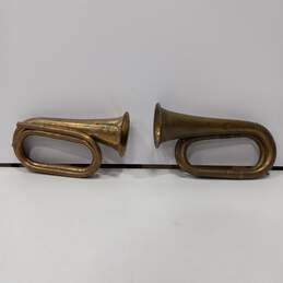 Vintage Pair of Solid Brass Horns