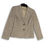 Womens Brown White Long Sleeve Notch Lapel Pockets Two Button Blazer Sz 4P image number 1