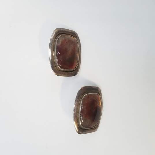 GFMW Sterling Silver Resin Rectangular Post Earrings Damage 32.3g image number 3