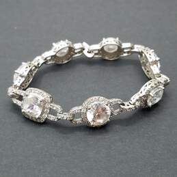 Sterling Silver Clear Rhinestone 8" Bracelet 27.1g
